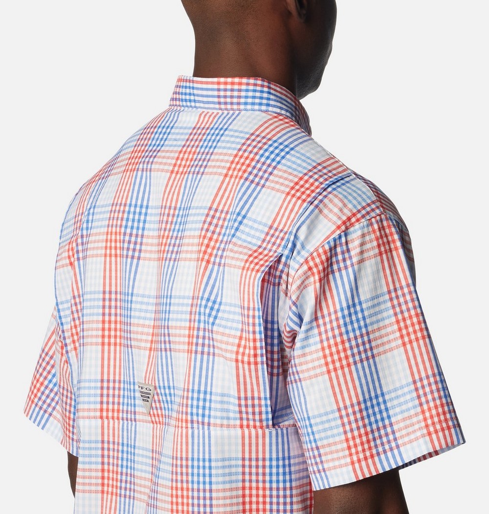 Men's Vented Short-Sleeve Fishing Shirt - Green Gingham
