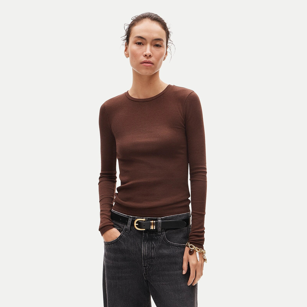 Women's Ribbed Long-Sleeve T-Shirt - Black