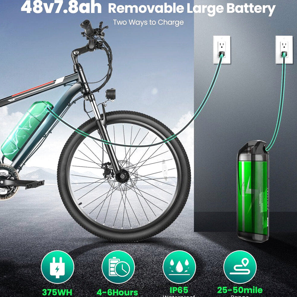 Gocio Adult Electric Mountain Bike 26 inch 500W 48V 7.8AH