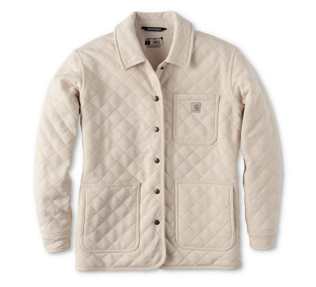 Women's Quilted Fleece Shirt Jacket - Oatmeal