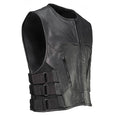 Men's Leather Motorcycle Vest - Black