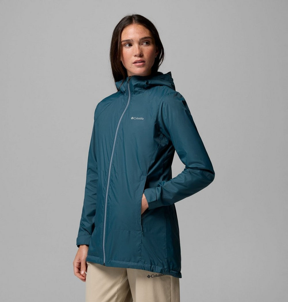 Women's Lined Long Rain Jacket - Blue