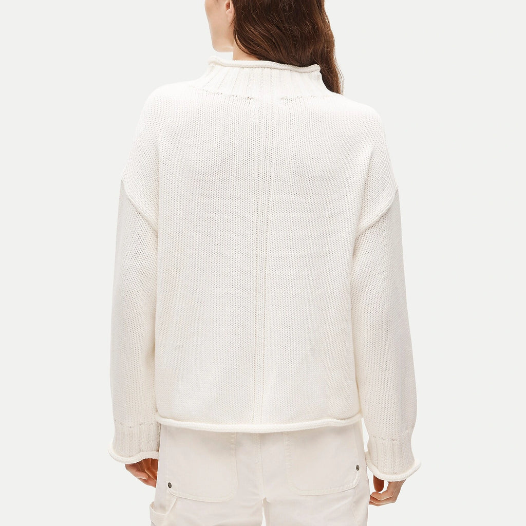 Women's Rolled-Neck Cotton Sweater - Lavender