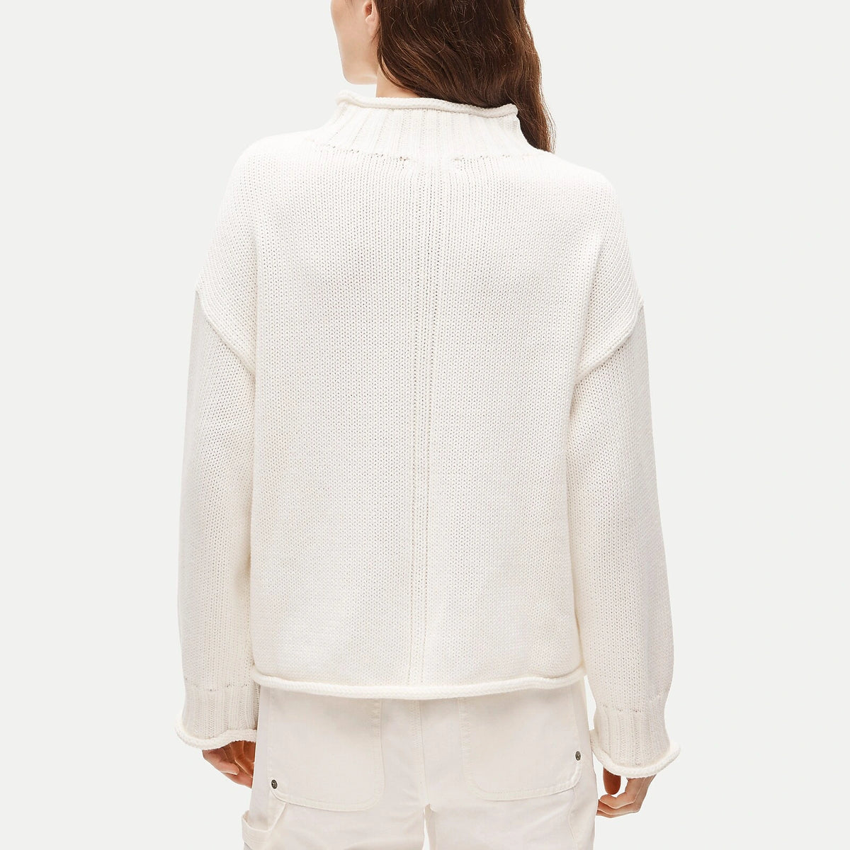 Women's Rolled-Neck Cotton Sweater - Lavender
