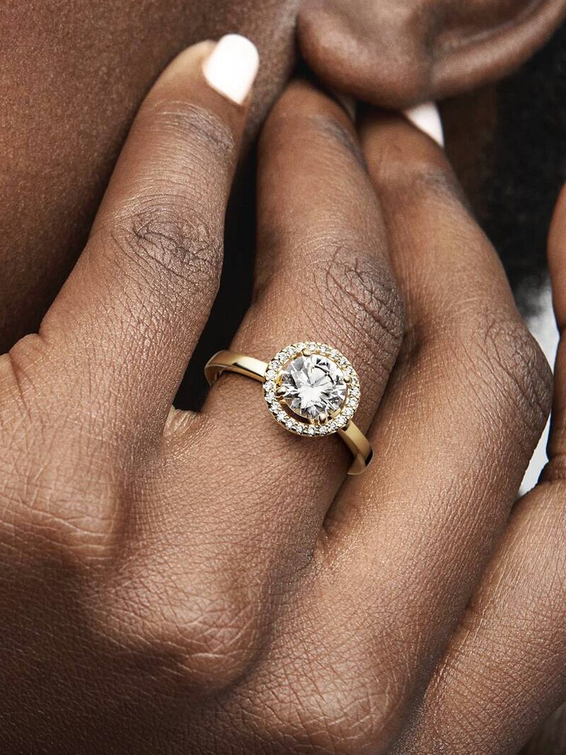 Gold-Plated Round Halo Ring