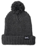 Ribbed Pom Beanie - Gray