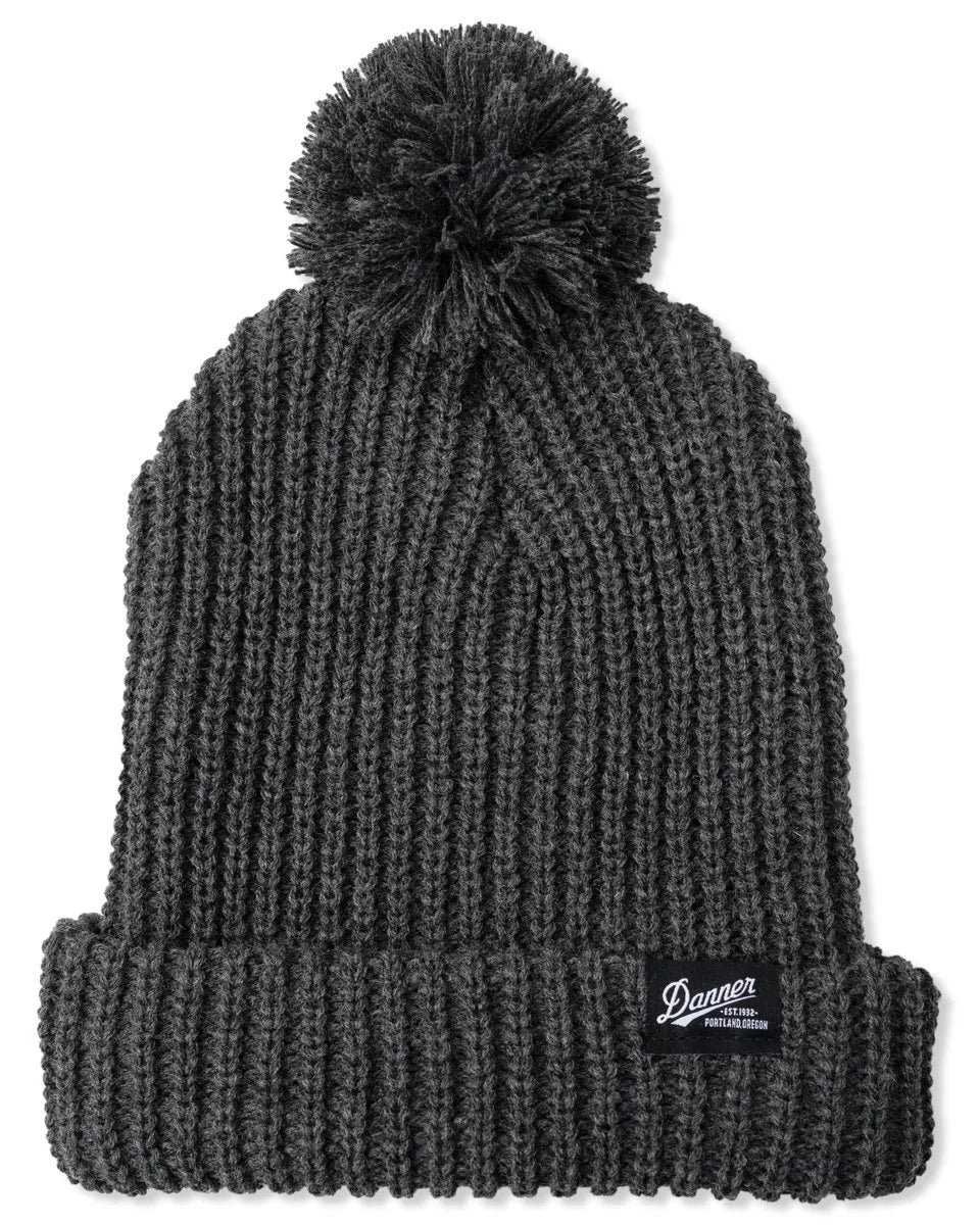 Ribbed Pom Beanie - Gray