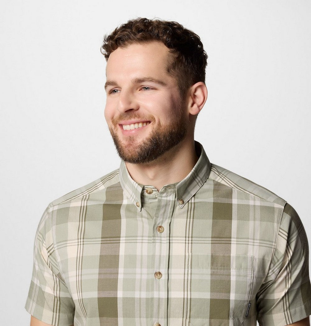 Men's Stretch Short Sleeve Plaid Shirt - Navy