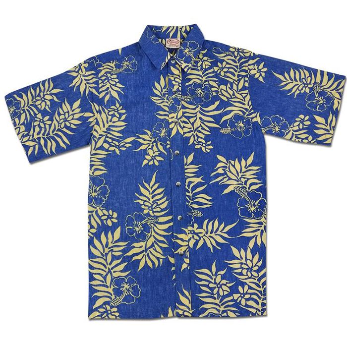 Mini Tahitian Reverse (Royal/Gold) Hawaiian Shirts