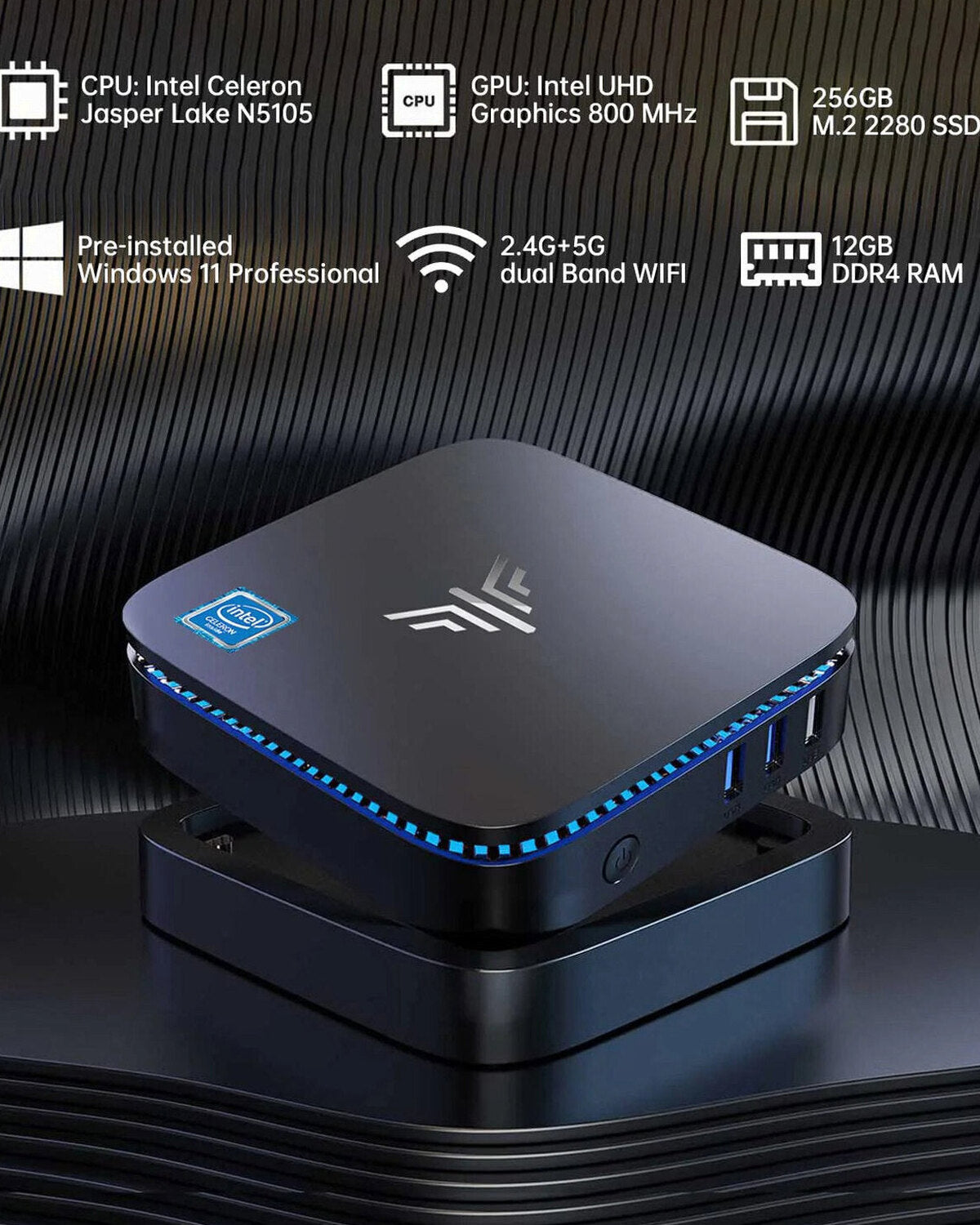 Kamrui Mini PC AK1 Pro 12GB RAM 256GB SSD