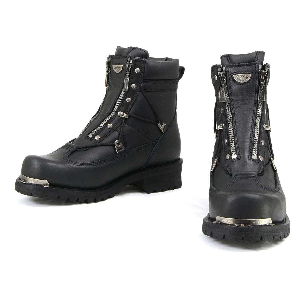 Men's Extra-Wide Zip Motorcycle Boots - Black