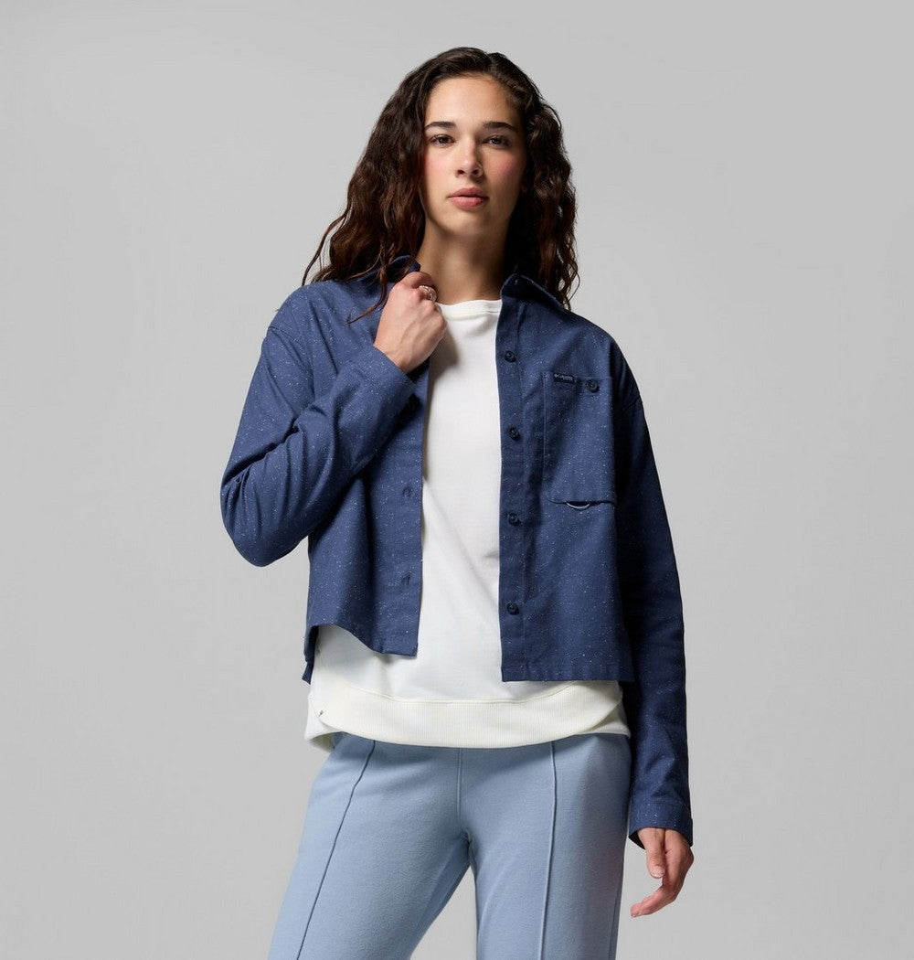 Women's Stretch Long-Sleeve Button-Up Shirt - Blue