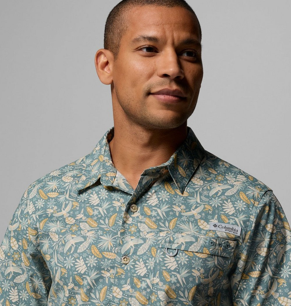 Men's Short-Sleeve Cotton Camp Shirt - Gray
