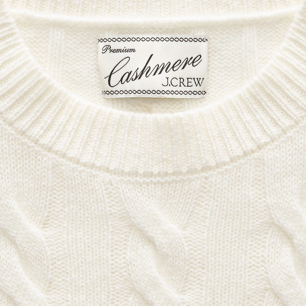 Women's Cable-Knit Cashmere Crewneck Sweater - Navy