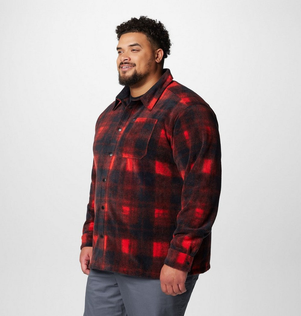 Men's Big Printed Fleece Shirt Jacket - Cream