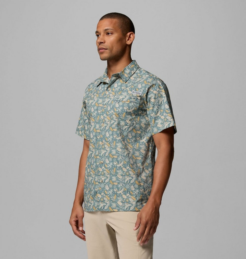Men's Short-Sleeve Cotton Camp Shirt - Gray