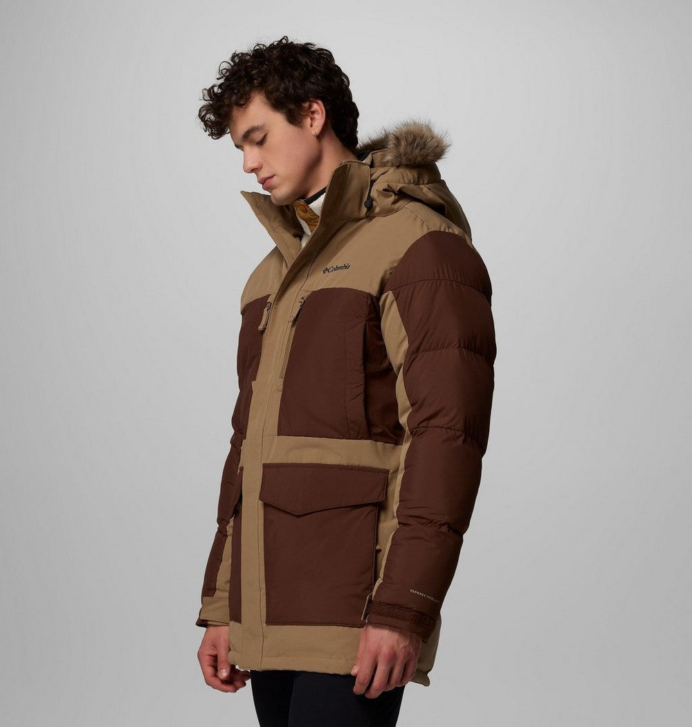 Men's Hooded Insulated Parka - Brown Black