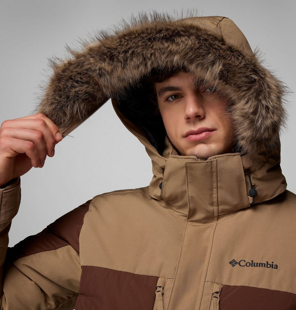 Men's Hooded Insulated Parka - Brown Black