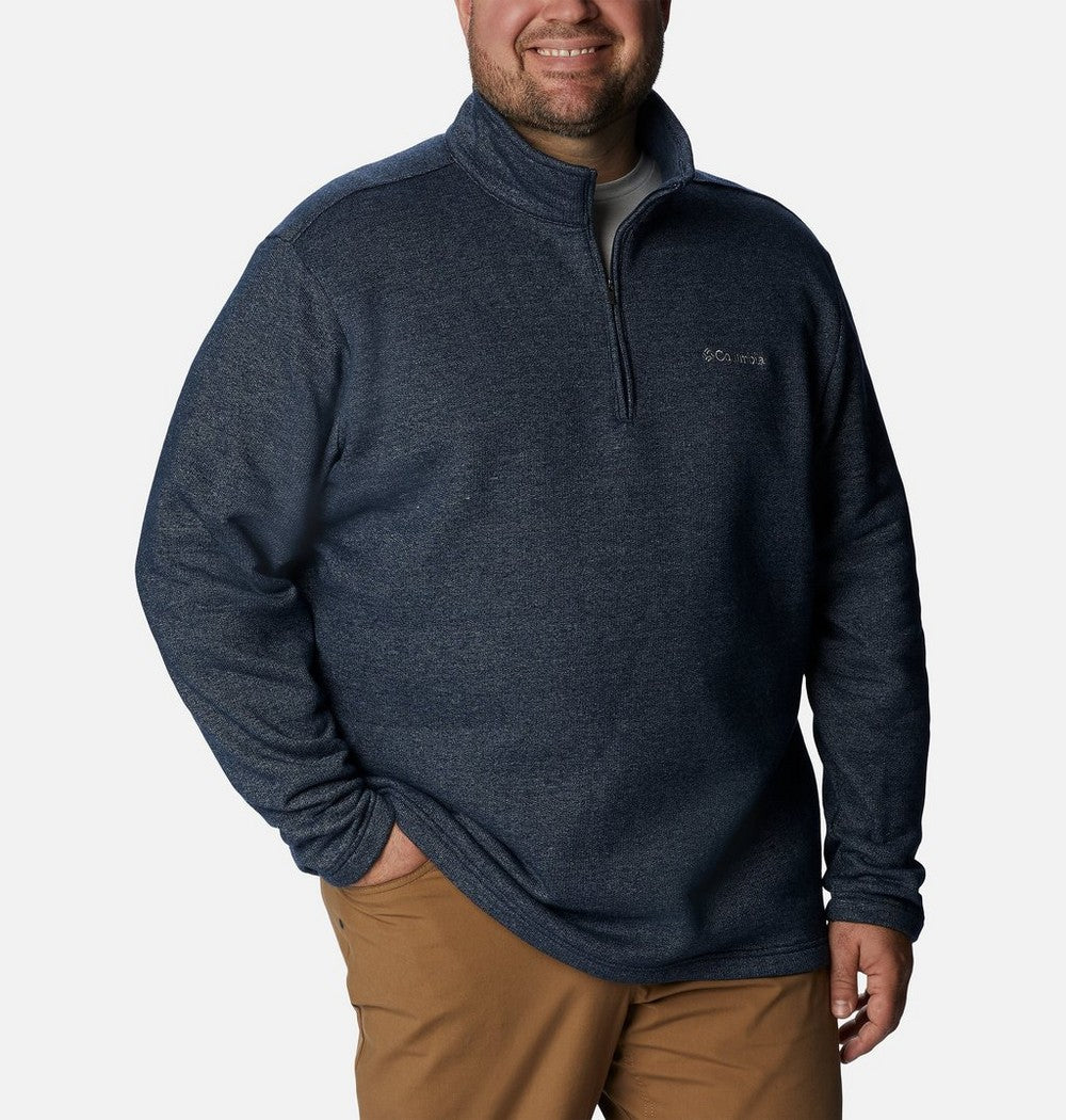 Men's Big Cotton-Blend Half-Zip Pullover - Black