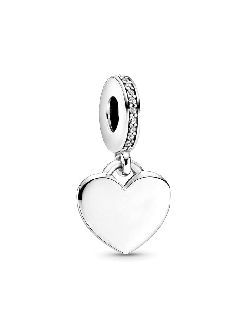 Engravable Heart Charm Slider Bracelet Set