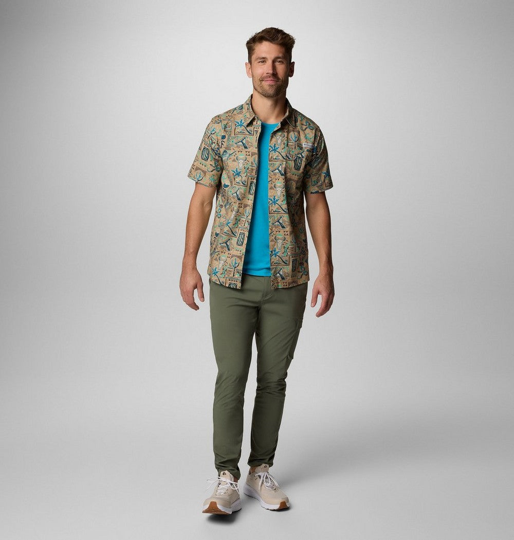 Men's Short-Sleeve Cotton Camp Shirt - Gray