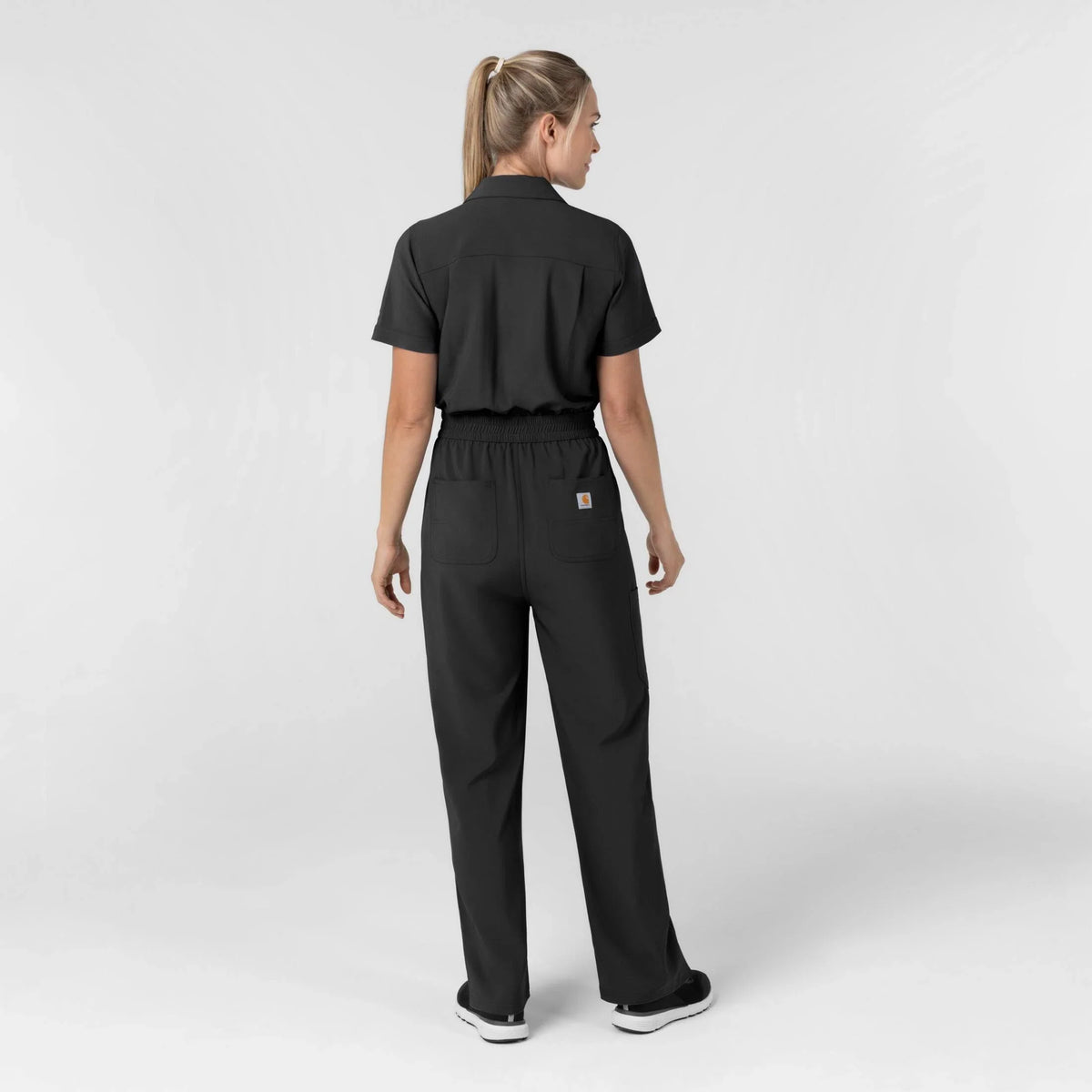 Women's Short Sleeve Scrub Coverall - Black