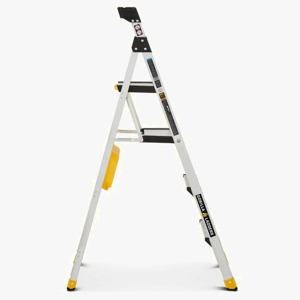 Gorilla Ladders Aluminum Dual Platform Ladder With Project Bucket, 5.5 Ft, 300 Lb Capacity