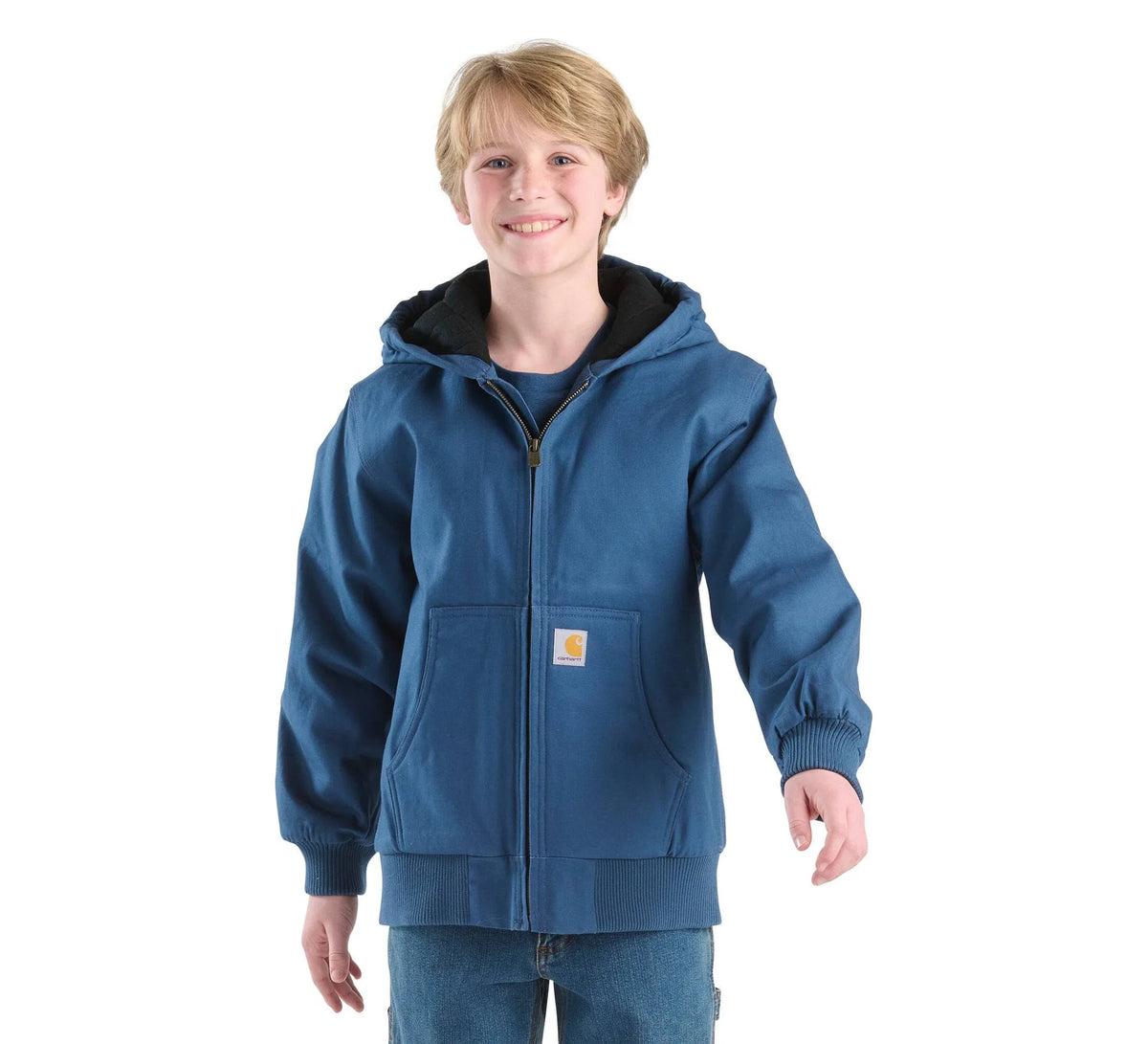 Boys' Insulated Canvas Hooded Jacket - Blue