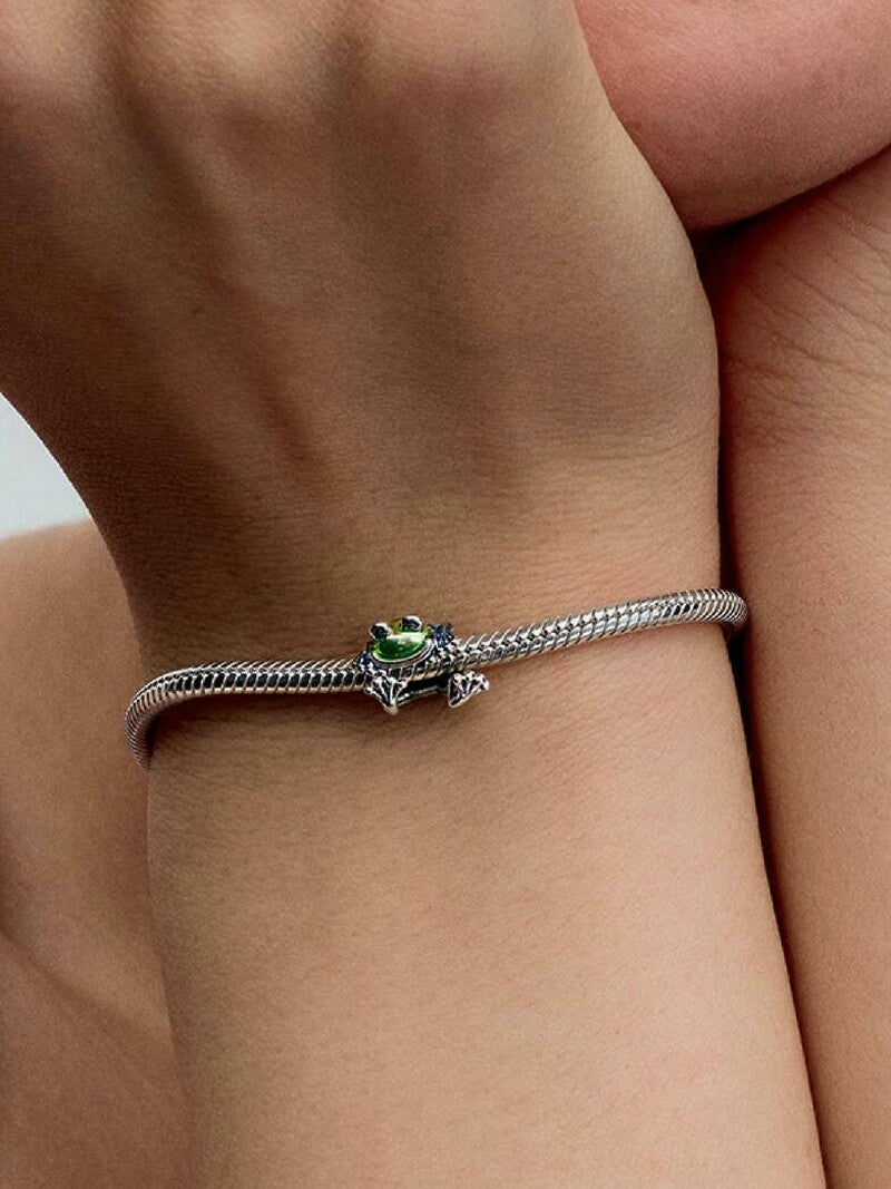 Sterling Silver Enamel Climbing Frog Charm