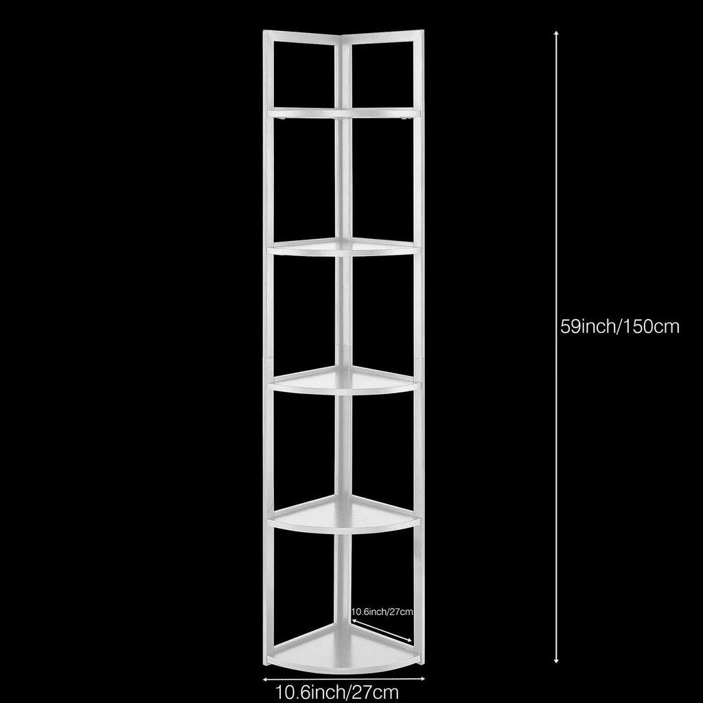 SWAREY 5 Tier Corner Bookcase Plant Stand Storage Shelf White