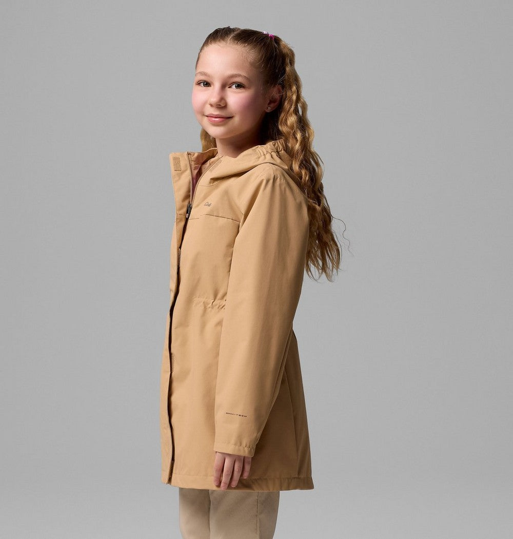 Girls' Long Waterproof Rain Jacket - Black