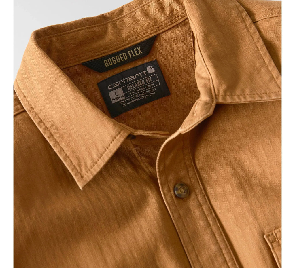 Men's Stretch Herringbone Shirt Jacket - Brown