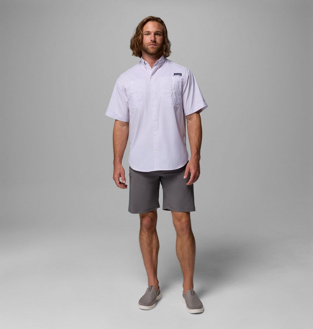 Men's Vented Short-Sleeve Fishing Shirt - Green Gingham