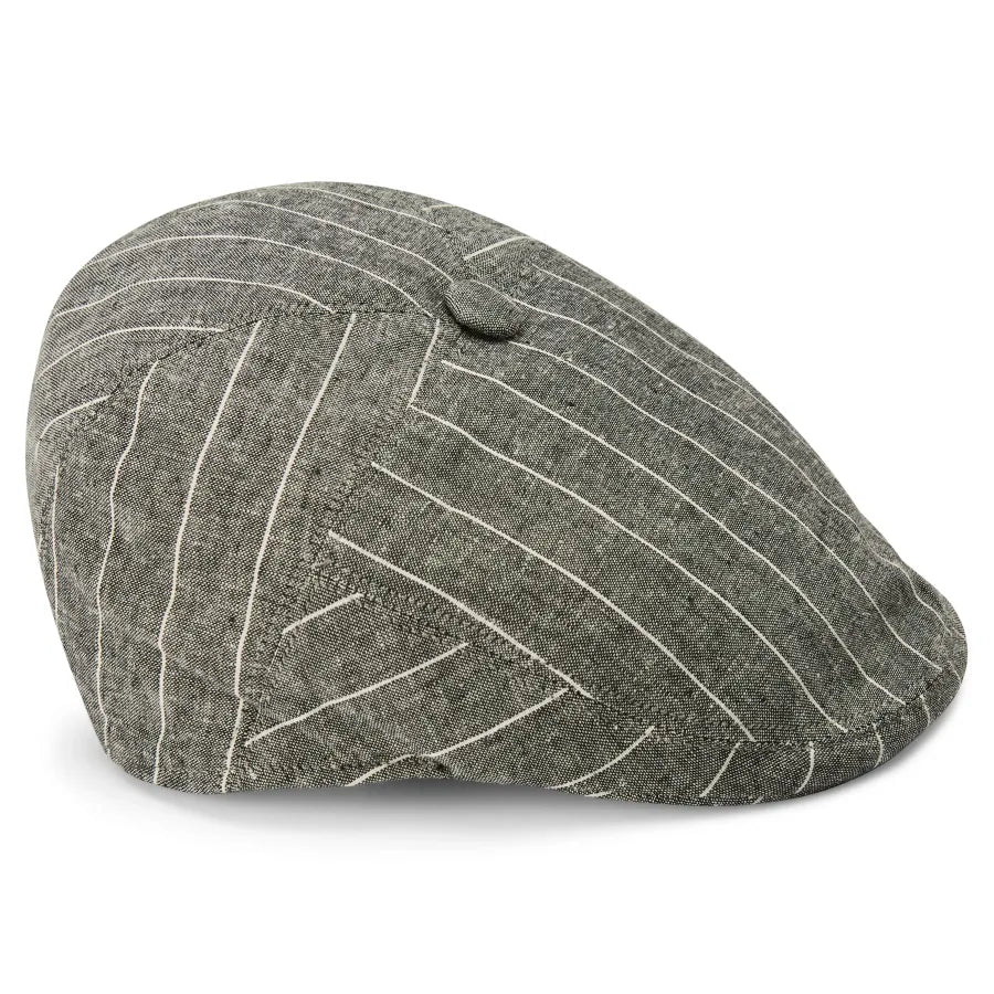 Grey & White Striped Moda Flat Cap