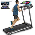Simpfree Folding Treadmill With 10 Inch HD Touchscreen, 3.25HP, 0.5-9.0 MPH, Black