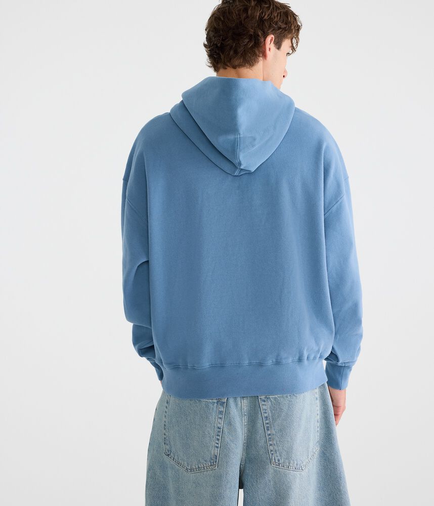 Men's Boxy Pullover Fleece Hoodie - Blue