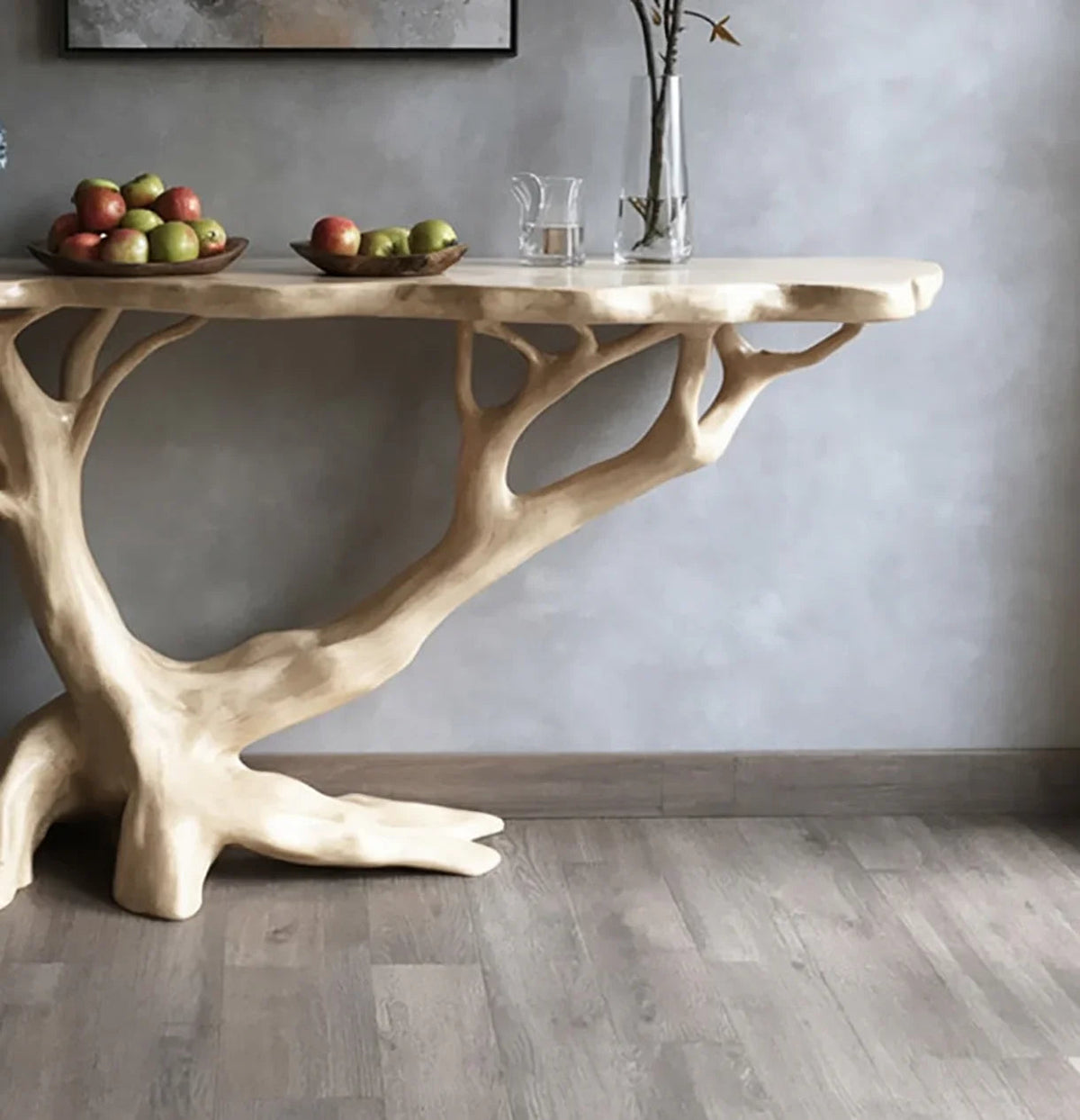 Sculptural Wooden Console Table
