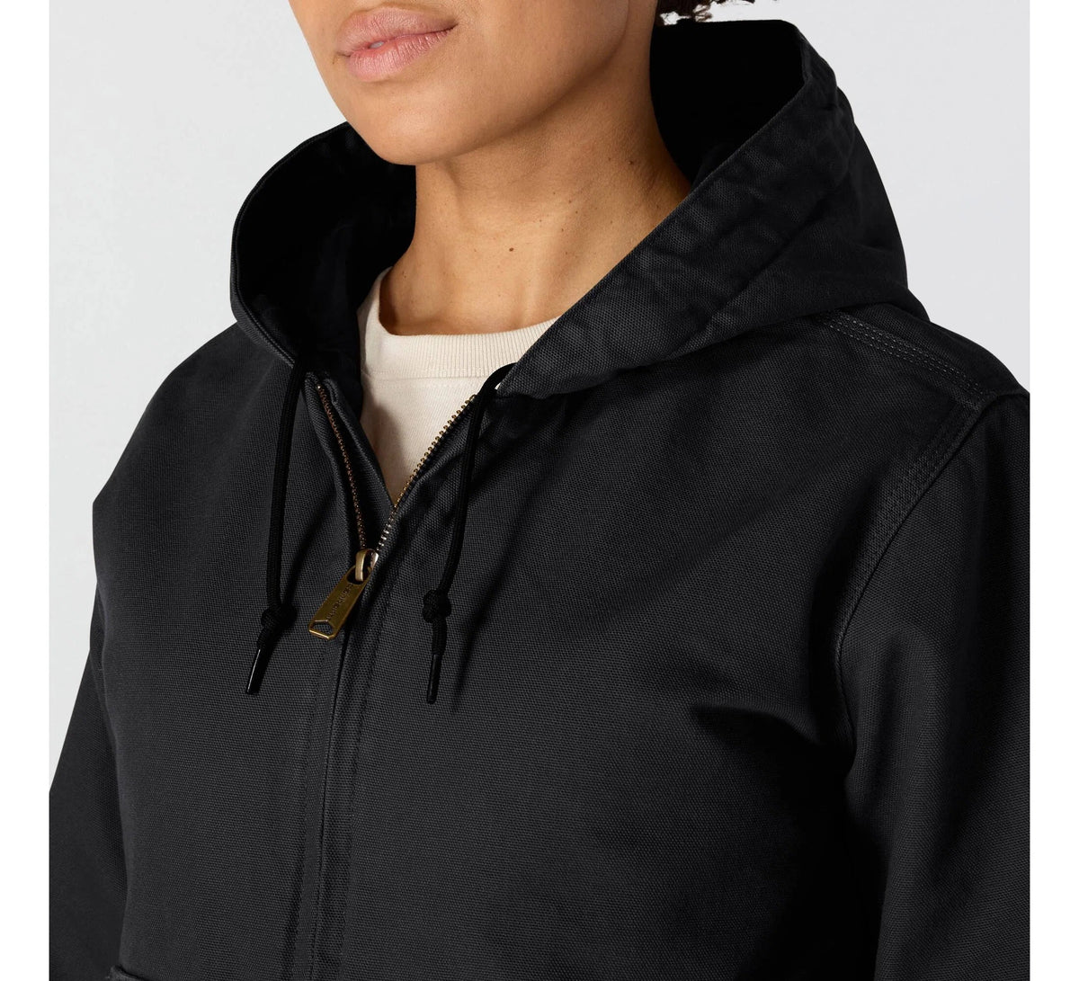 Women's Insulated Hooded Canvas Jacket - Black