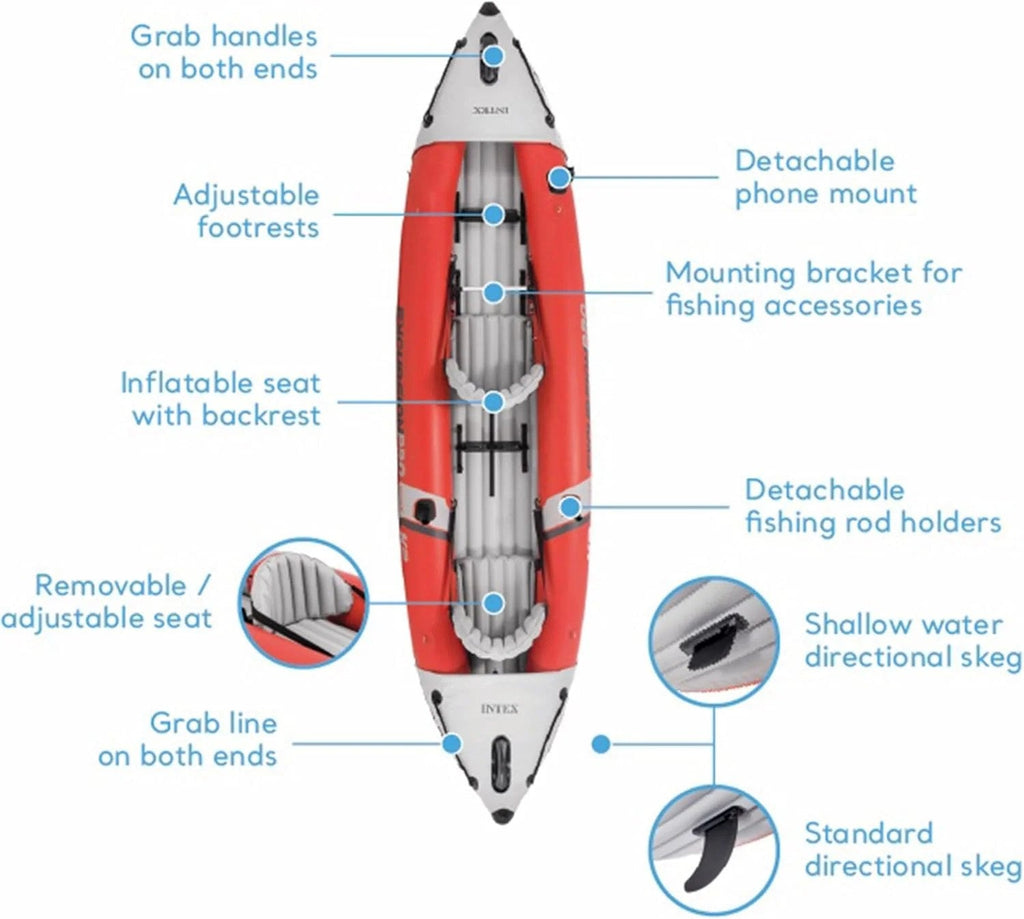 Excursion Pro K2 Inflatable 2-Person Kayak Set With 86in Paddles And Pump - 68309EP