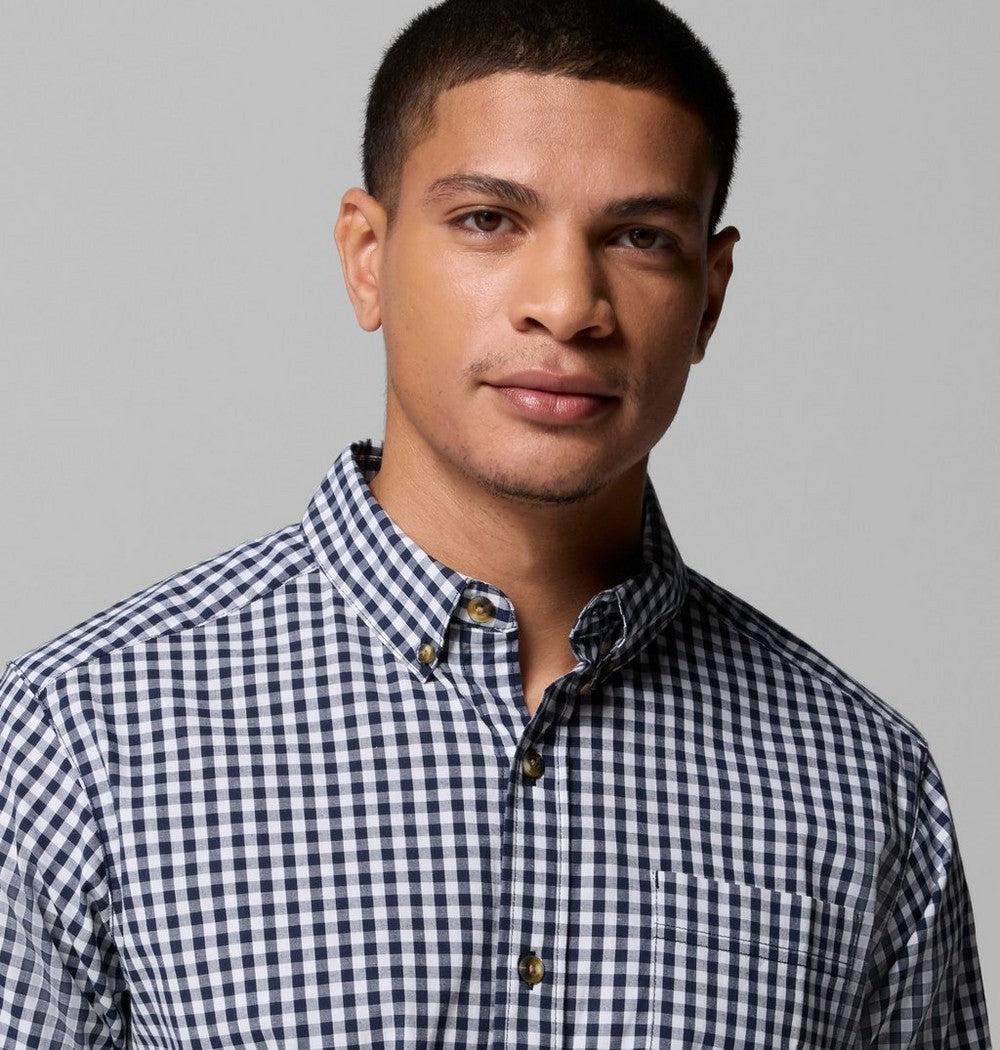 Men's Stretch Short Sleeve Plaid Shirt - Navy