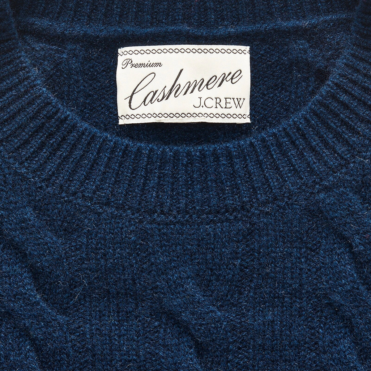 Women's Cable-Knit Cashmere Crewneck Sweater - Navy