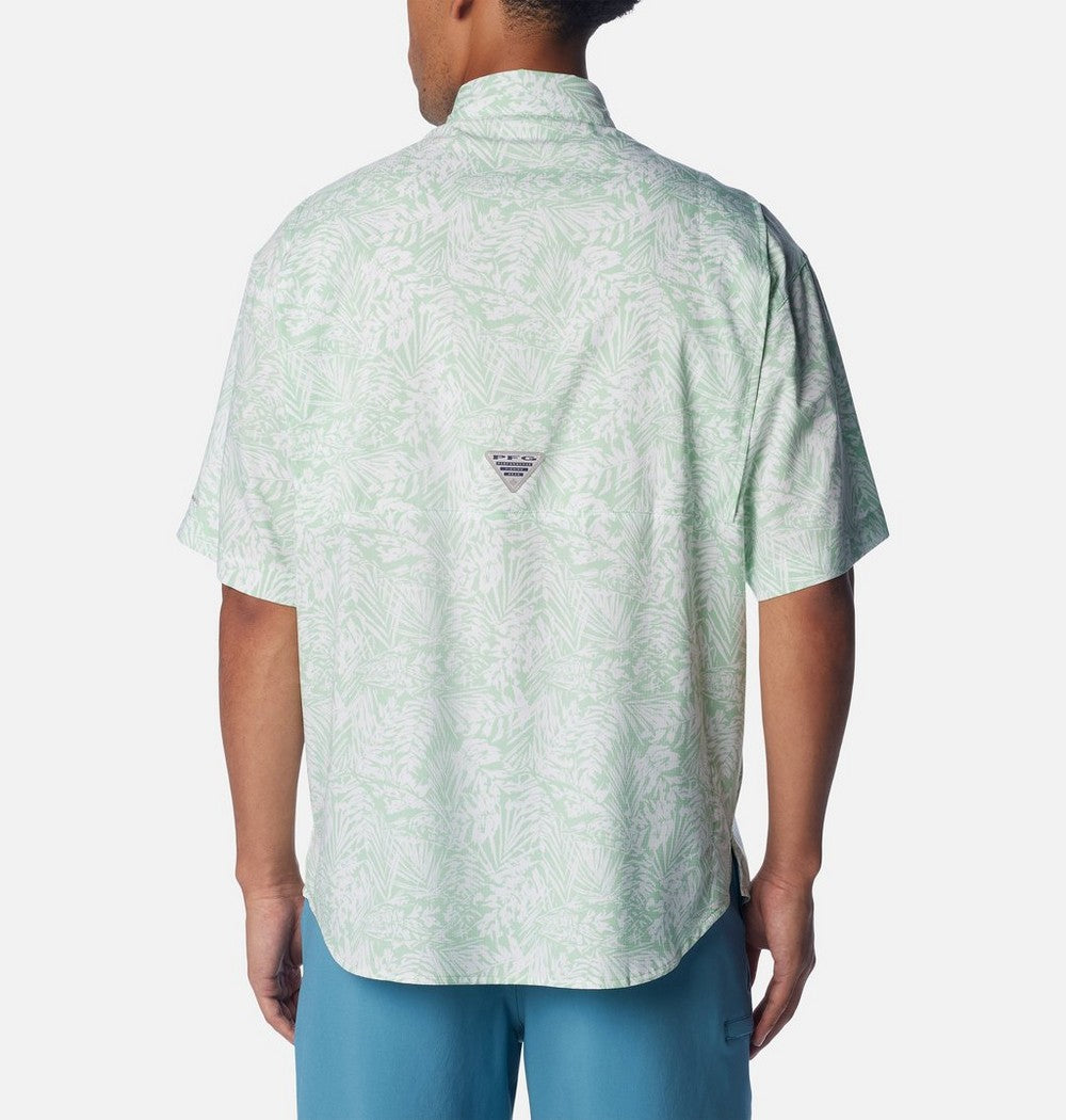 Men's Vented Short-Sleeve Fishing Shirt - Green Gingham