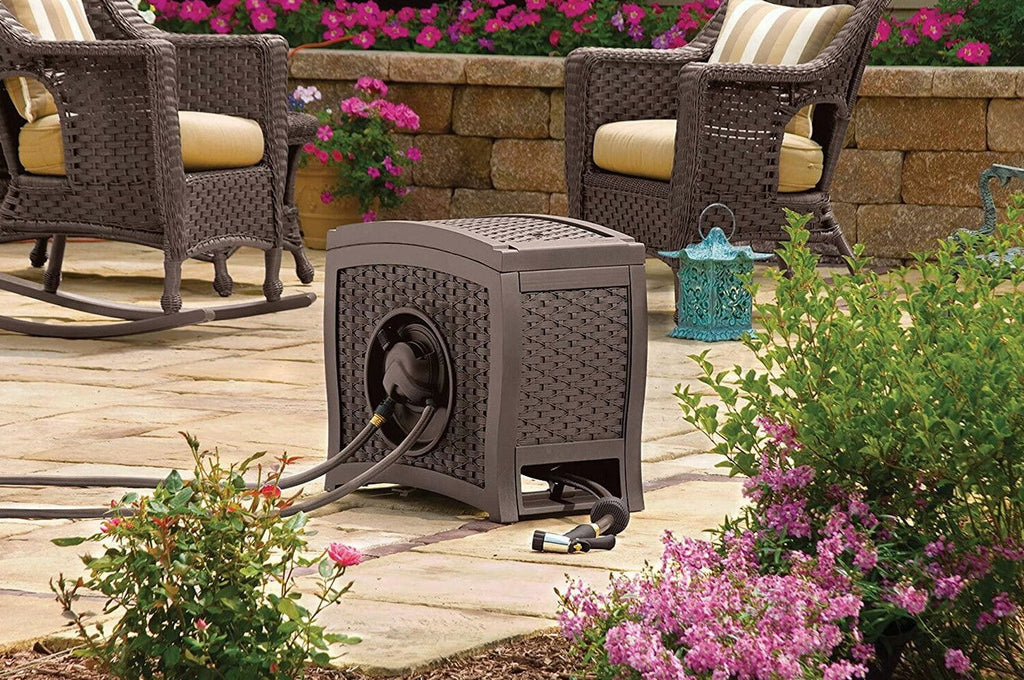 Suncast Aquawinder Wicker Garden Hose Reel - Java