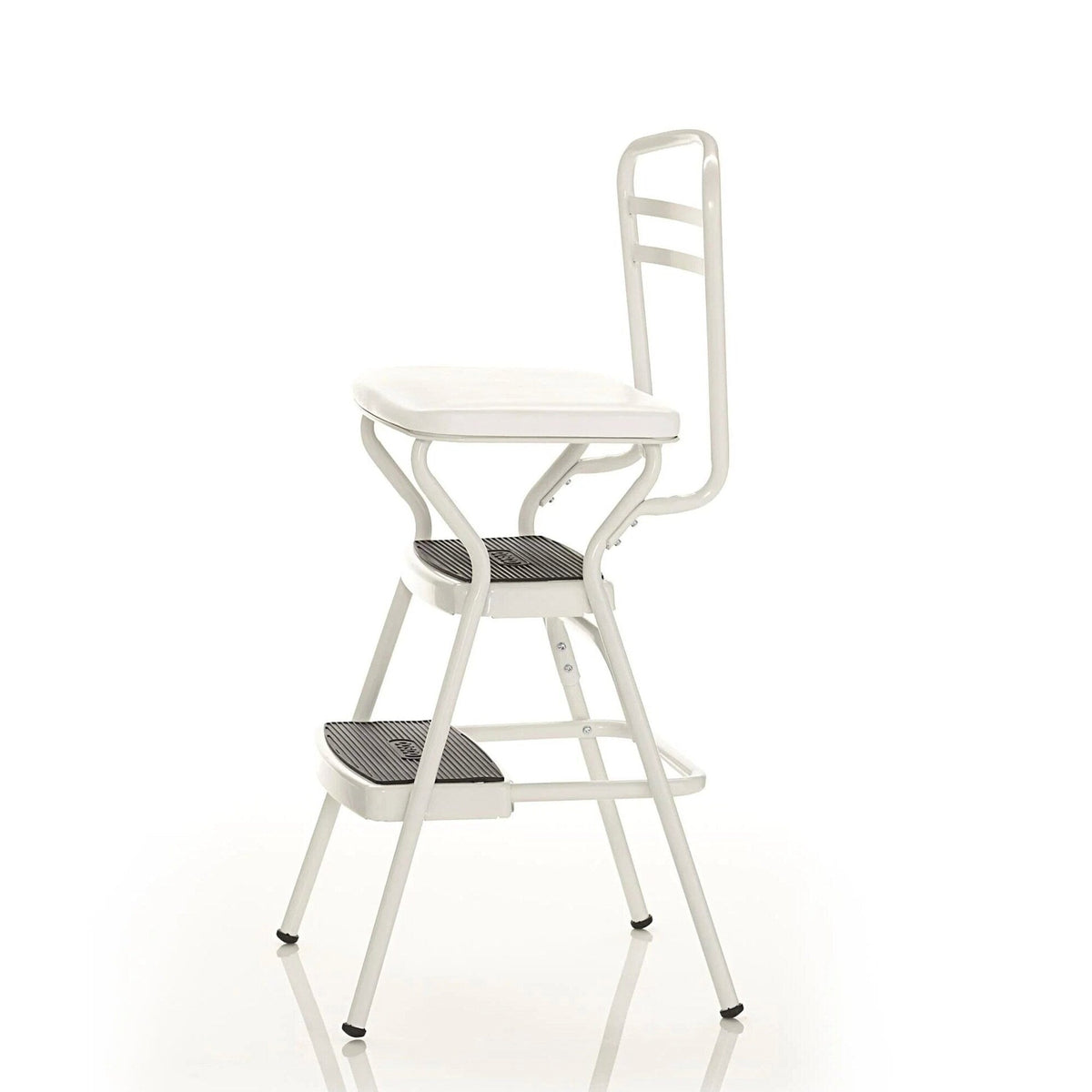 COSCO Stylaire Retro Chair And Step Stool With Flip-Up Seat - White, One Pack