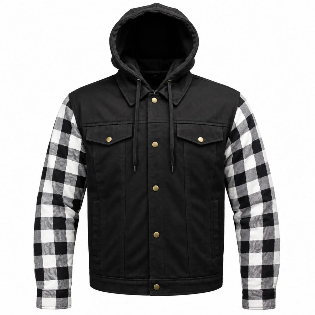Men's Armored Denim Hooded Motorcycle Jacket
