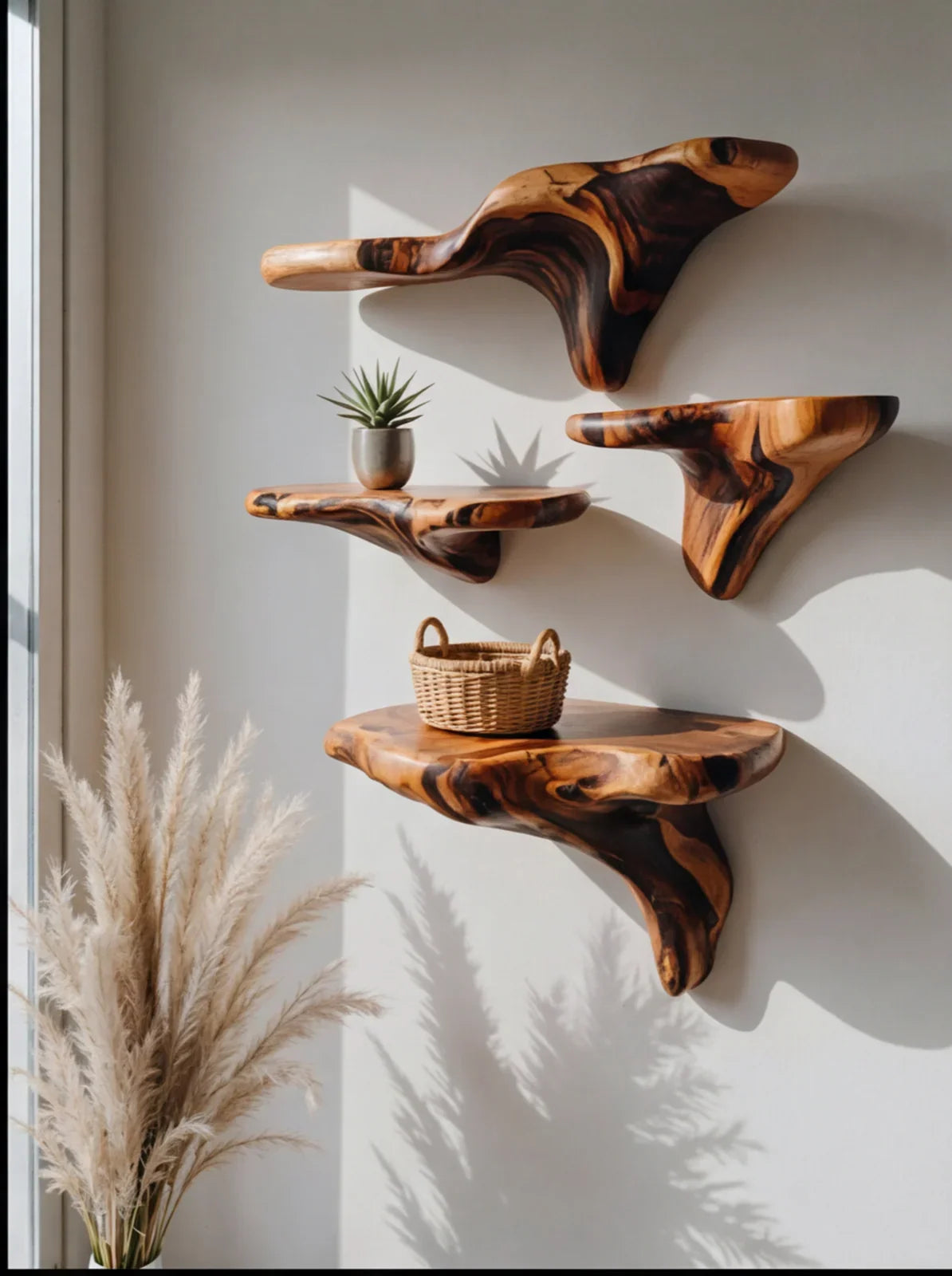 Scorched Live Edge Mushroom Floating Shelf