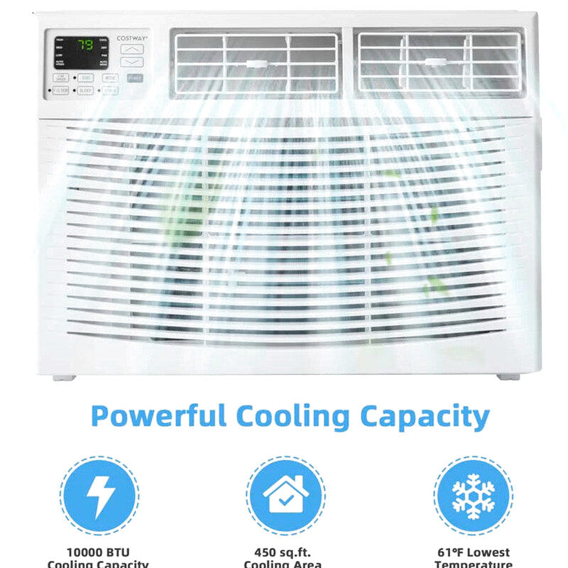 10000 BTU Quiet Window Air Conditioner With Remote, Eco Mode And Dehumidifier