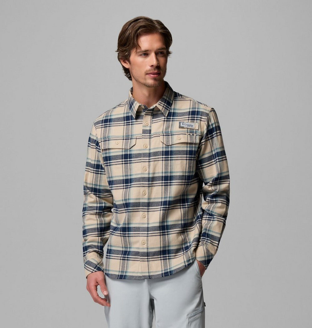 Men's Stretch Cotton Fishing Flannel Shirt - Blue