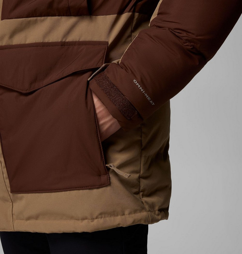 Men's Hooded Insulated Parka - Brown Black