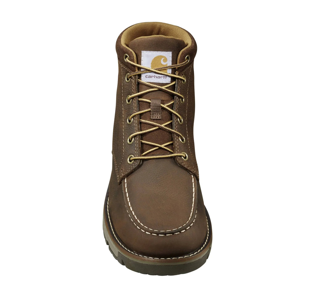 Soft Toe Moc Wedge Work Boot - Dark Brown